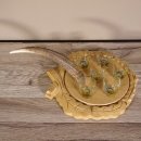 Schnaps Anbieter geschnitztes Schnapsbrett H14 cm Rothirsch Stange Geweih Griff mit 6 Stück " kurze " Gläser Jagdmotiv Tier Motiv #27.7.1.3