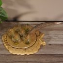 Schnaps Anbieter geschnitztes Schnapsbrett H14 cm Rothirsch Stange Geweih Griff mit 6 Stück " kurze " Gläser Jagdmotiv Tier Motiv #27.7.1.3