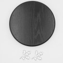 Keilerschild rund dunkel AF 21 cm mit 2 Stück Aluminium Eichenlaub Deckblatt Keilerbrett Gewaffbrett Trophäenschild