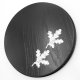 Keilerschild rund dunkel AF 21 cm mit 2 Stück Aluminium Eichenlaub Deckblatt Keilerbrett Gewaffbrett Trophäenschild