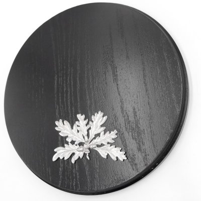 Keilerschild rund dunkel AF 21 cm mit Eichenlaub Deckblatt 6-bl&auml;ttrig Keilerbrett Gewaffbrett Troph&auml;enschild