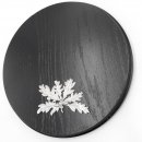 Keilerschild rund dunkel AF 21 cm mit Eichenlaub Deckblatt 6-blättrig Keilerbrett Gewaffbrett Trophäenschild