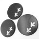 3 Stück Keilerschilder rund dunkel AF 21 cm mit 6 Stück Aluminium Eichenlaub Deckblatt Keilerbrett Gewaffbrett Trophäenschild