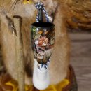 Wolpertinger Wolpi Präparat taxidermy mit große Flügel, Pfeife und Stock, mit blaue Augen Höhe 41 cm Fabelwesen Gaudi Geschenk #86.7.30