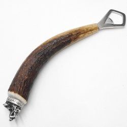 Abrebotellas con asta de ciervo Mango de cuerno de ciervo con adorno en el extremo Cabeza de jabalí Cabeza de jabalí GL 23 cm #27.19.6.35