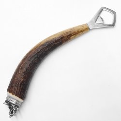 Abrebotellas con asta de ciervo Mango de cuerno de ciervo con adorno en el extremo Cabeza de jabalí Cabeza de jabalí GL 23 cm #27.19.6.35