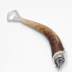 Abrebotellas con asta de ciervo Mango de cuerno de ciervo con adorno en el extremo Cabeza de jabalí Cabeza de jabalí GL 23 cm #27.19.6.35