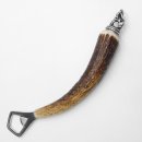 Bottle opener with deer antler handle and end cap decoration, standing deer, GL 24 cm #27.19.7.24