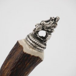 Bottle opener with deer antler handle and end cap decoration, standing deer, GL 24 cm #27.19.7.24