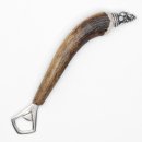 Flaschenöffner Öffner mit Hirsch Geweih Stange Hirschhorn Griff mit Endkappe Verzierung Hirsch stehend GL 24 cm #27.19.7.25