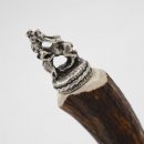 Flaschenöffner Öffner mit Hirsch Geweih Stange Hirschhorn Griff mit Endkappe Verzierung Hirsch stehend GL 24 cm #27.19.7.25