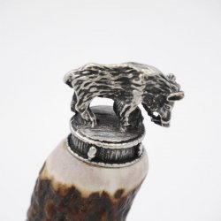 Abrebotellas con asta de ciervo Mango de cuerno de ciervo con adorno en el extremo Jabalí de pie GL 21 cm #27.19.8.23