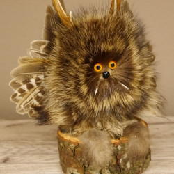 Kleines Wolpertinger Wolpi Präparat taxidermy mit orange Augen, kleine Flügel und Reh Geweih Horn #86.2.87