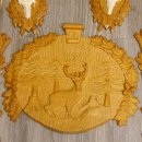 6 Stück Rehgeweihe auf geschnitztem...